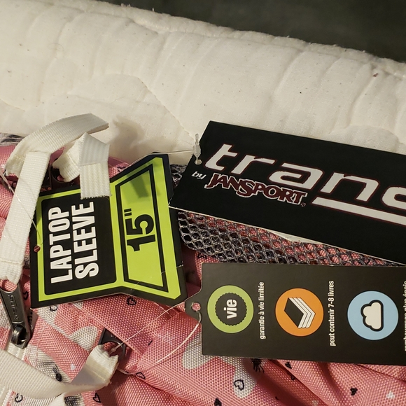 Trans by Jansport Pink Frenchie Bookbag - Picture 2 of 3